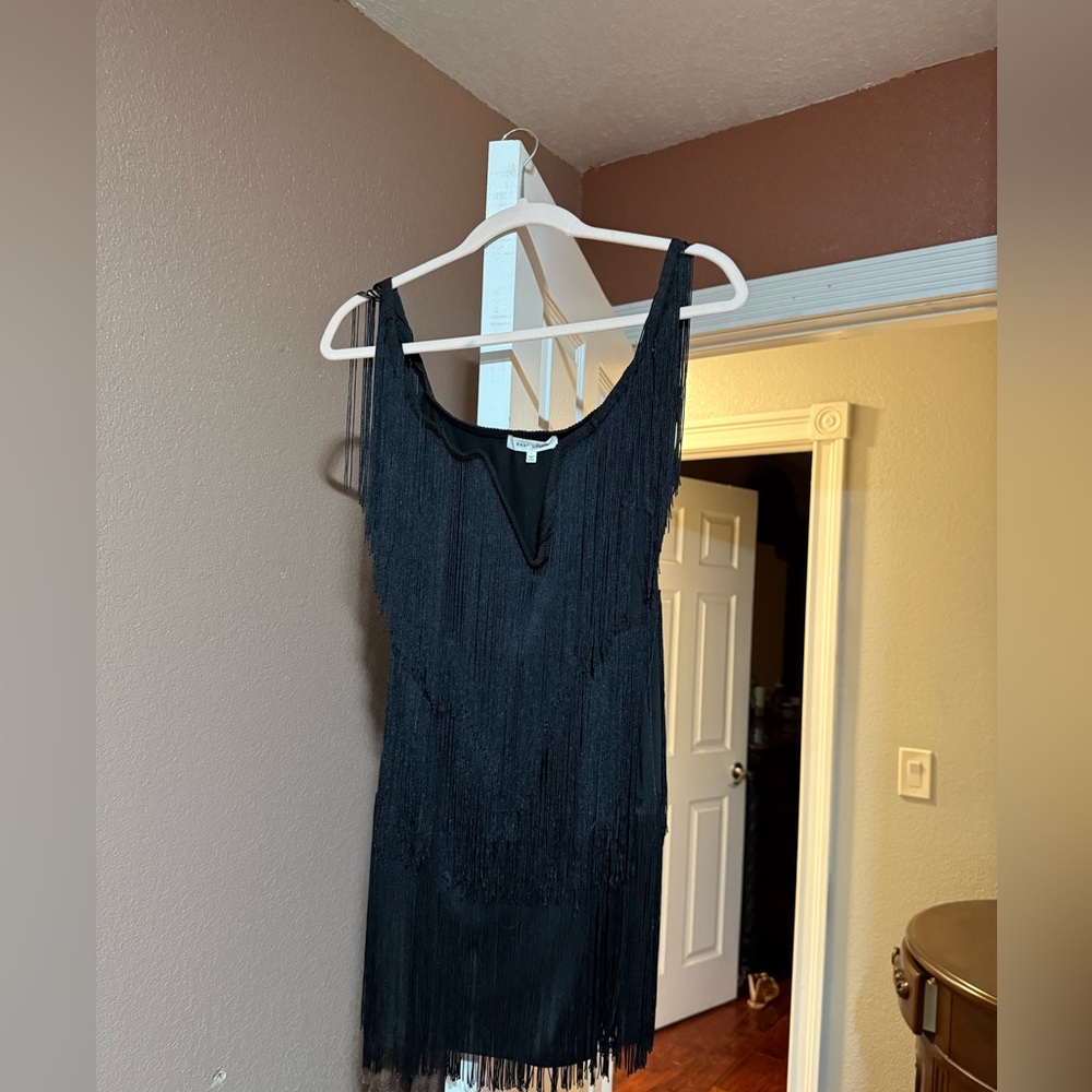 Bear Dance Elegant Black Fringe Backless Dress